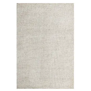 5' X 7' Beige and Ivory Wool Checkered Hand Tufted Area Rug