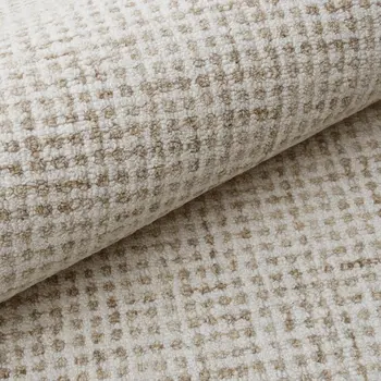 9' X 12' Beige and Ivory Wool Checkered Hand Tufted Area Rug