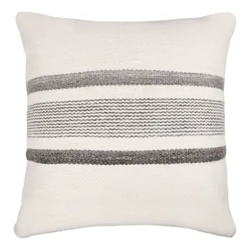 20" Black Gray and White Striped Throw Pillow