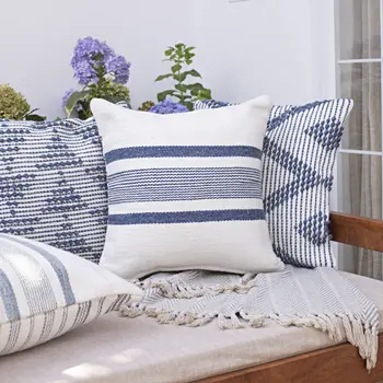 20" Blue Geometric Throw Pillow