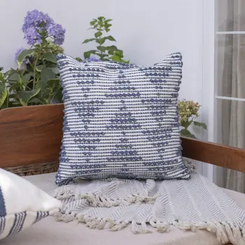 20" Navy and White Geometric Throw Pillow