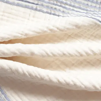 22" Blue Striped Cotton Throw Pillow