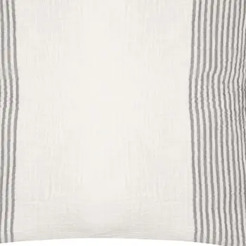 22" Gray and Ivory Striped Cotton Throw Pillow