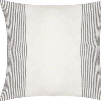 22" Gray and Ivory Striped Cotton Throw Pillow