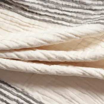 22" Gray and Ivory Striped Cotton Throw Pillow