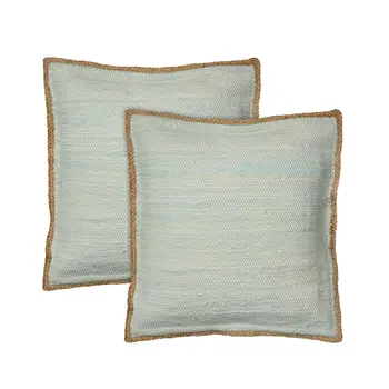 Set of Two Gray Cotton Throw Pillow
