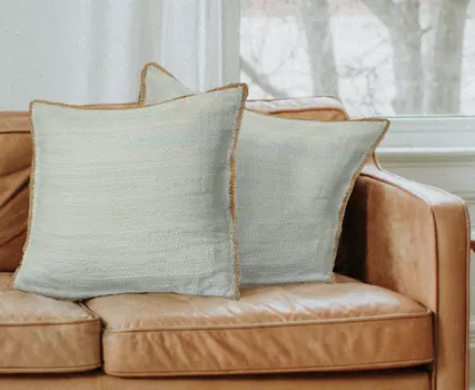 Set of Two Gray Cotton Throw Pillow