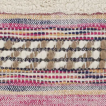 Set of Two Pink Striped Cotton Throw Pillows With Fringe