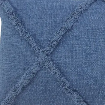 Set of Two 16" X 24" Blue Diamond Cotton Lumbar Throw Pillow With Fringe