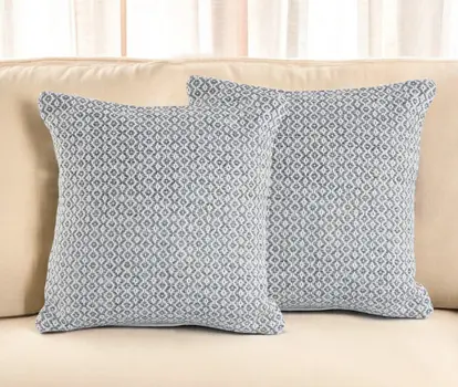 Set of Two Gray Chevron Cotton Throw Pillow