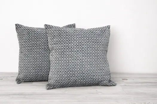 Set of Two Gray and White Geometric Cotton Throw Pillow