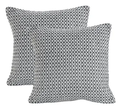 Set of Two Gray Chevron Cotton Throw Pillow