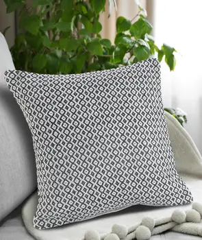Set of Two Gray Chevron Cotton Throw Pillow