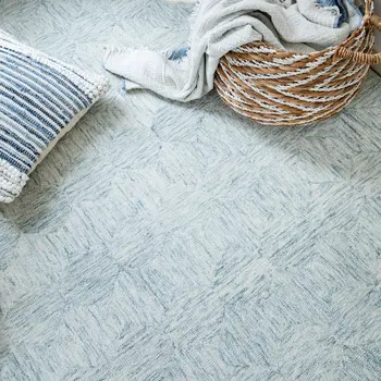 Set of Two 18" Blue And Ivory Cotton Throw Pillows with Texture