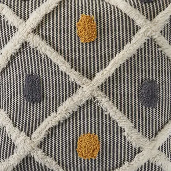 Set of Two Black and Yellow Striped Cotton Throw Pillows With Fringe