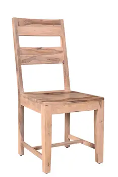 Set of Two Brown Solid Wood Ladder Back Dining Side Chairs