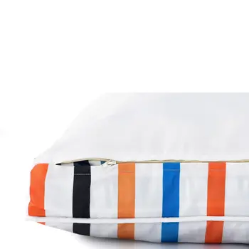 24" X 36" Blue And Orange Striped Pillow Style Pet Bed With Removable Cover