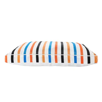 24" X 36" Blue And Orange Striped Pillow Style Pet Bed With Removable Cover