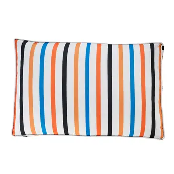 24" X 36" Blue And Orange Striped Pillow Style Pet Bed With Removable Cover