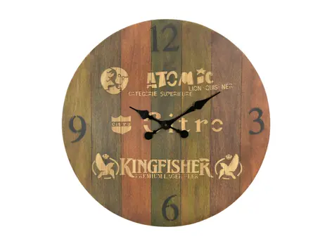 24" Brown Solid Wood Silent Analog Round Wall Clock