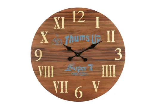 24" Brown Solid Wood Silent Analog Round Wall Clock