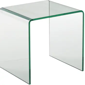21" Clear Glass Rounded Edge End Table