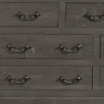 64" Gray Solid Wood Seven Drawer Double Dresser