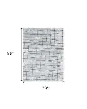 5' X 8' Gray and Black Wool Abstract Geometric Hand Loomed Area Rug