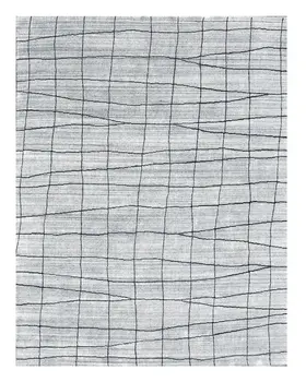 8' X 10' Gray and Black Wool Abstract Geometric Hand Loomed Area Rug