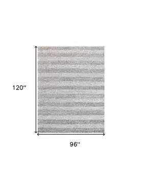 8' X 10' Beige and Gray Wool Blend Striped Hand Loomed Area Rug