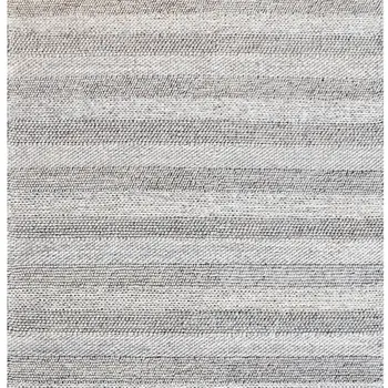 8' X 10' Beige and Gray Wool Blend Striped Hand Loomed Area Rug