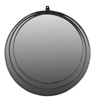 22" Black Round Metal Framed Accent Mirror