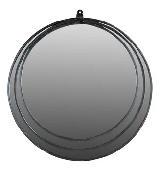 22" Black Round Metal Framed Accent Mirror