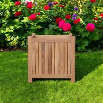18" Natural Solid Wood Indoor Outdoor Square Planter Box
