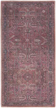 3' X 5' Blue and Red Floral Power Loom Distressed Area Rug