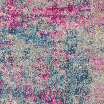 3' X 5' Blue and Red Floral Power Loom Distressed Area Rug