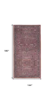 3' X 5' Blue and Red Floral Power Loom Distressed Area Rug