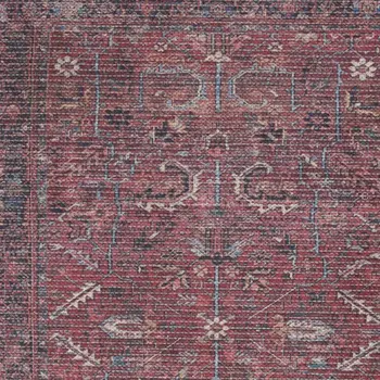 3' X 5' Blue and Red Floral Power Loom Distressed Area Rug
