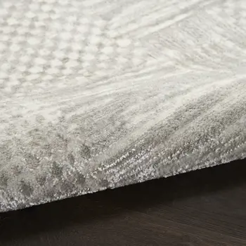 9' X 12' Ivory Silver and Gray Abstract Non Skid Area Rug
