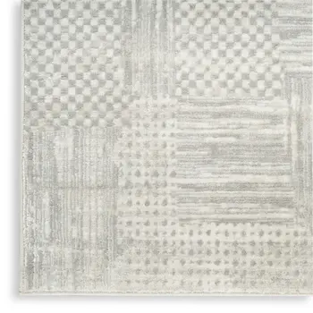 9' X 12' Ivory Silver and Gray Abstract Non Skid Area Rug