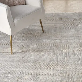 9' X 12' Ivory Silver and Gray Abstract Non Skid Area Rug