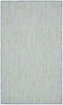 3' X 5' Aqua And Ivory Geometric Indoor Outdoor Area Rug