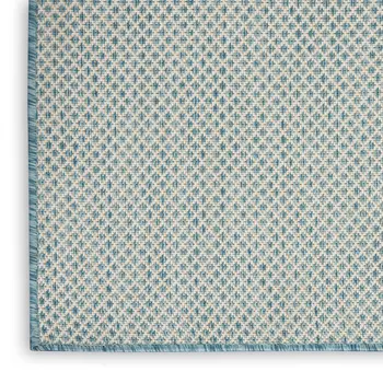 3' X 5' Aqua And Ivory Geometric Indoor Outdoor Area Rug