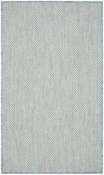 3' X 5' Aqua And Ivory Geometric Indoor Outdoor Area Rug