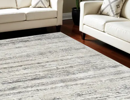 9' X 12' Cream and Gray Abstract Non Skid Area Rug