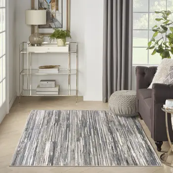 9' X 12' Ivory Brown and Gray Abstract Non Skid Area Rug