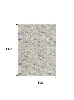 9' X 12' Ivory Brown and Gray Abstract Non Skid Area Rug