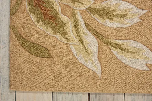 8' X 11' Beige and Red Floral Area Rug