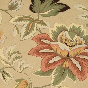 8' X 11' Beige and Red Floral Area Rug