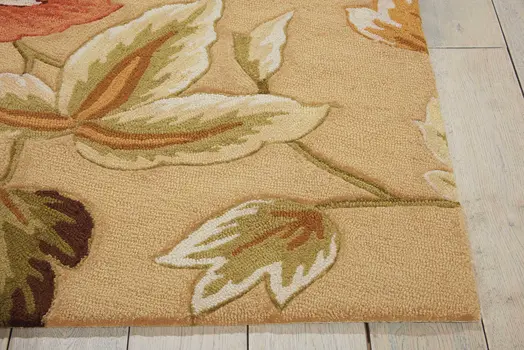 8' X 11' Beige and Red Floral Area Rug